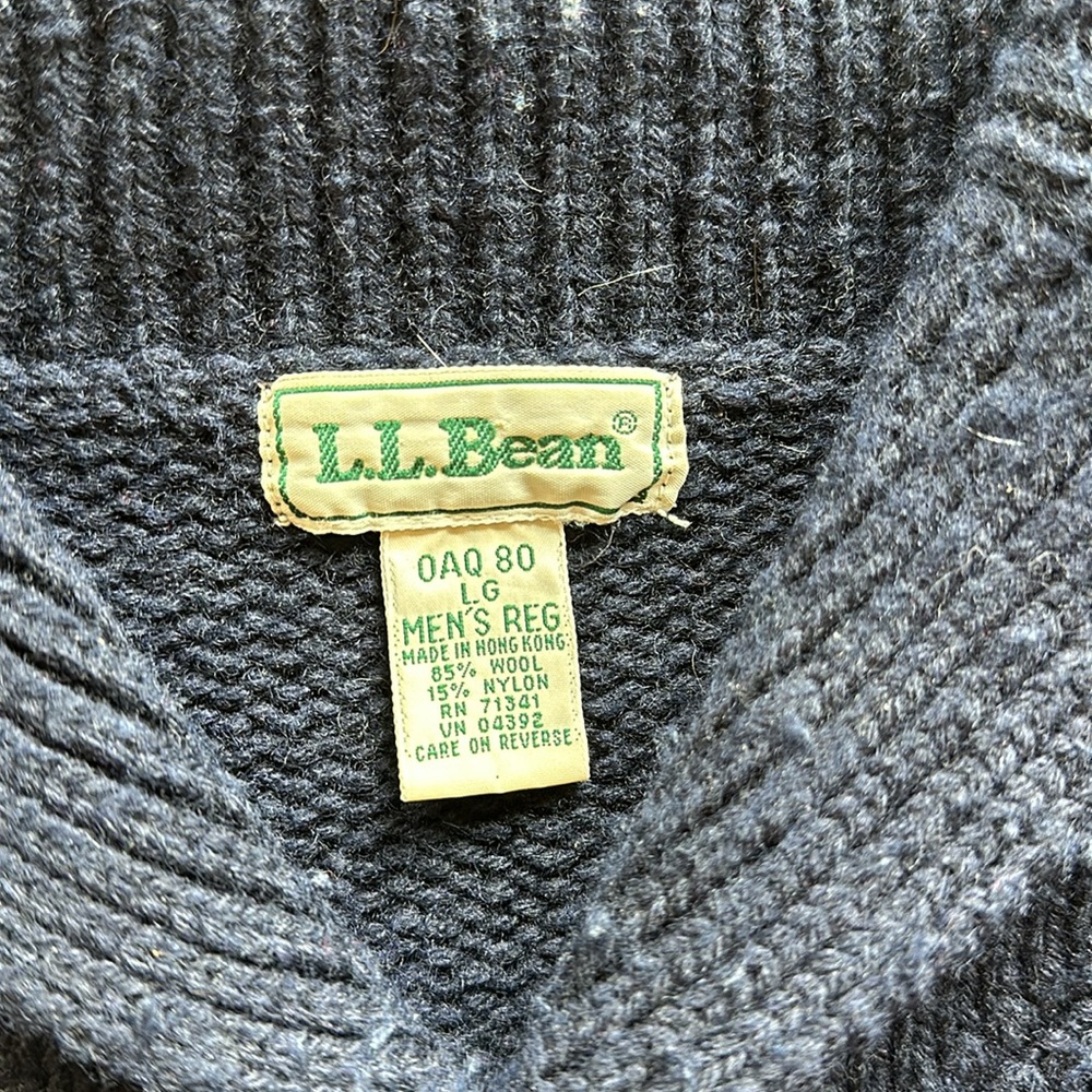 Vtg LL Bean shawl collar collegiate sweater - Picture 2 of 4